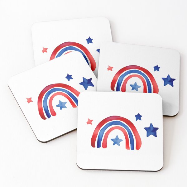 Item preview, Rainbow Watercolors [ red blue and stars ] designed and sold by BearyCloverArt.
