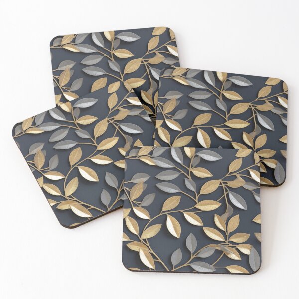 Item preview, The Silver and Golden Leafs on the Grey Wall designed and sold by EvgeniiaSim.