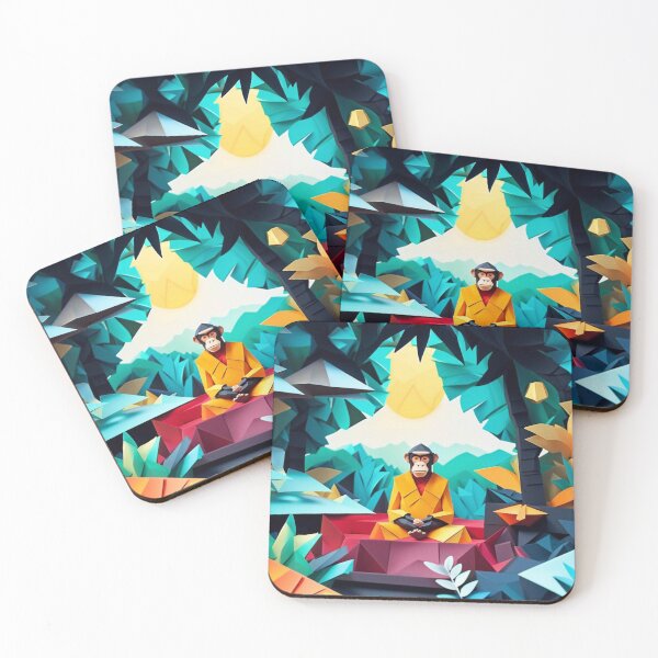 Item preview, Mindful enthusiast (Chimpanzee) - Origami Edition. - AI generated Art.  designed and sold by TheMindfulExpat.