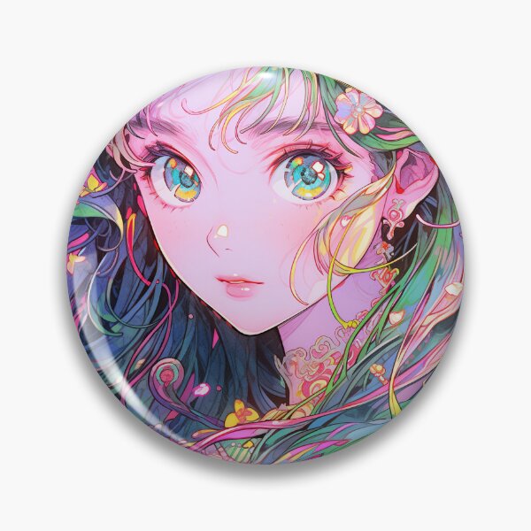 Item preview, Beautiful Floral Green Haired Anime Girl designed and sold by bubblegoth.