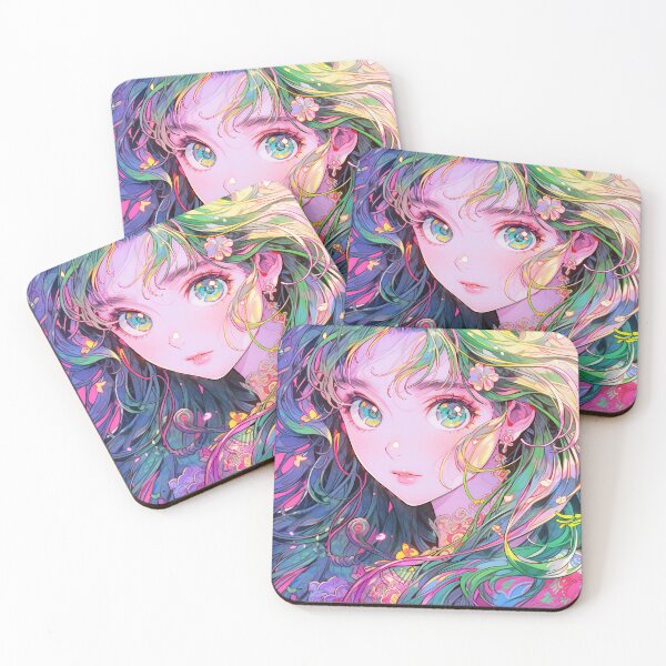 Item preview, Beautiful Floral Green Haired Anime Girl designed and sold by bubblegoth.