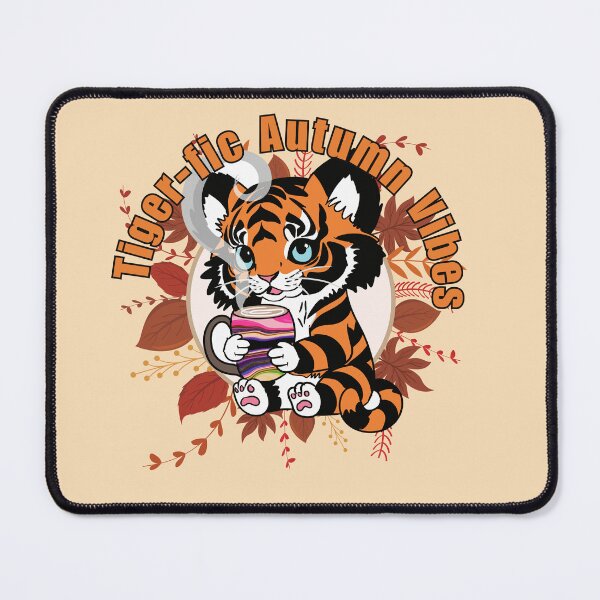 Item preview, Tiger-fic Autumn Vibes: Cozy Chibi Tiger & Latte Illustration designed and sold by Lubellebubble20.
