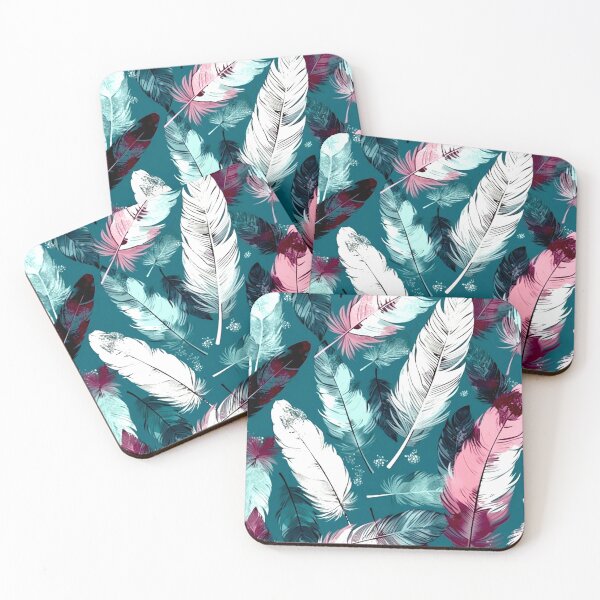Item preview, Feathers - Burgundy, teal, gray, white, silver 2 designed and sold by Highlandkings.