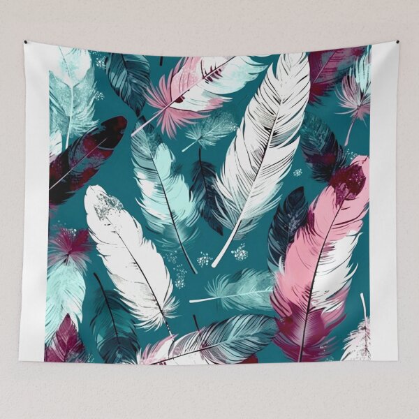 Item preview, Feathers - Burgundy, teal, gray, white, silver 2 designed and sold by Highlandkings.