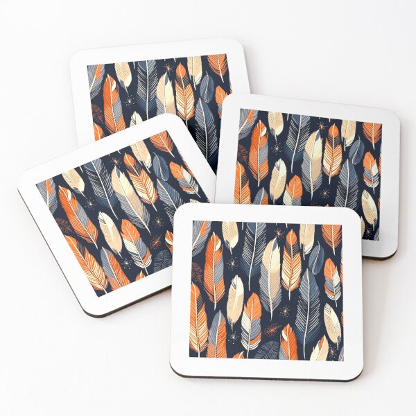 Artikelvorschau, Feathers - Burnt orange, navy, gray, cream, gold entworfen und verkauft von Highlandkings.