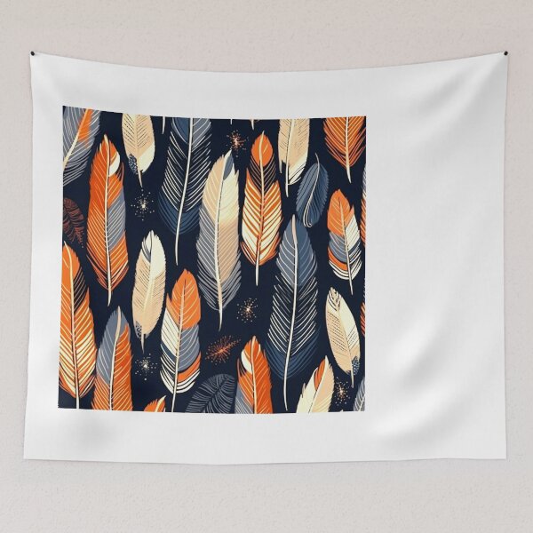 Item preview, Feathers - Burnt orange, navy, gray, cream, gold designed and sold by Highlandkings.