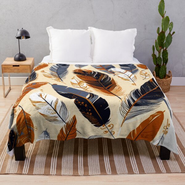 Item preview, Feathers - Burnt orange, navy, gray, cream, gold 2 designed and sold by Highlandkings.