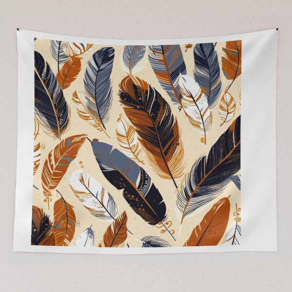 Item preview, Feathers - Burnt orange, navy, gray, cream, gold 2 designed and sold by Highlandkings.