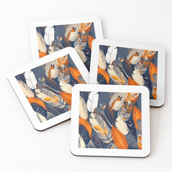 Item preview, Feathers - Burnt orange, navy, gray, cream, gold 3 designed and sold by Highlandkings.