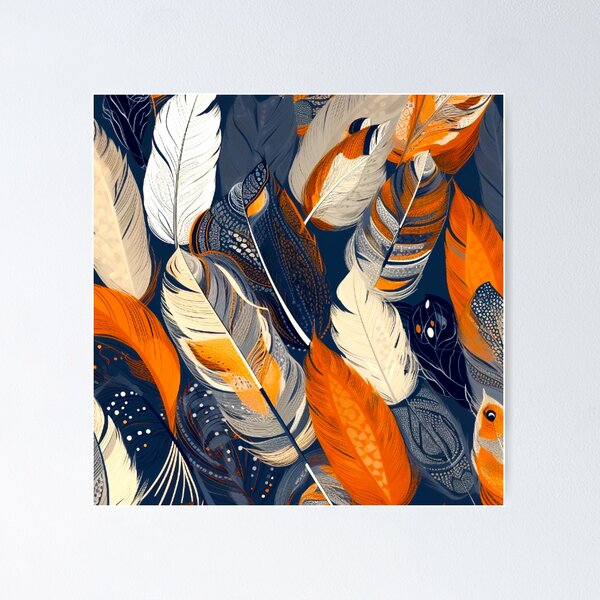 Artikelvorschau, Feathers - Burnt orange, navy, gray, cream, gold 3 entworfen und verkauft von Highlandkings.