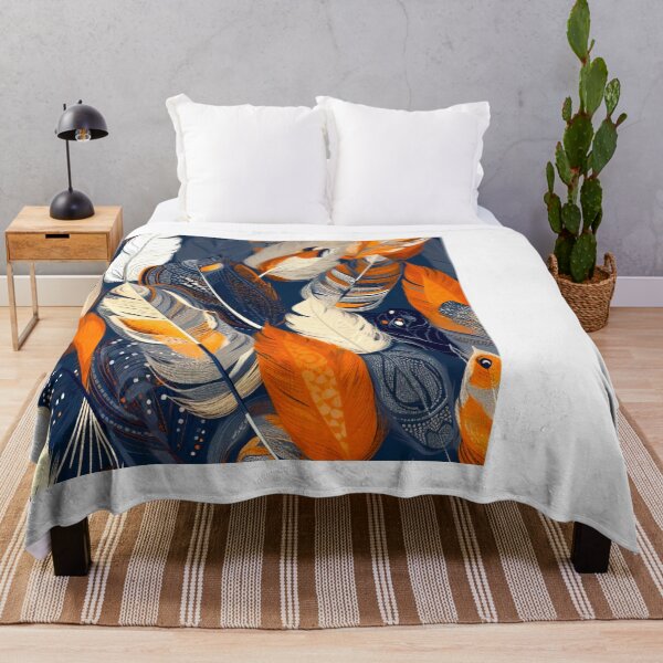 Item preview, Feathers - Burnt orange, navy, gray, cream, gold 3 designed and sold by Highlandkings.