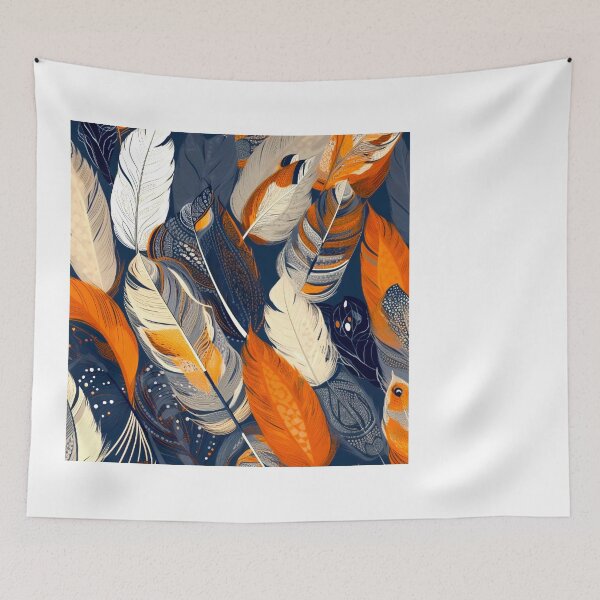 Item preview, Feathers - Burnt orange, navy, gray, cream, gold 3 designed and sold by Highlandkings.
