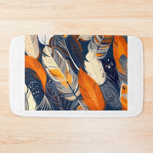Item preview, Feathers - Burnt orange, navy, gray, cream, gold 3 designed and sold by Highlandkings.
