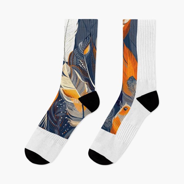 Item preview, Feathers - Burnt orange, navy, gray, cream, gold 3 designed and sold by Highlandkings.