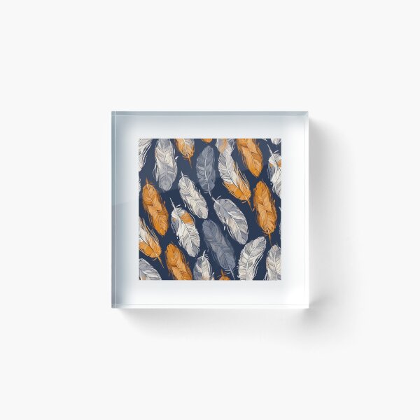 Item preview, Feathers - Burnt orange, navy, gray, cream, gold 4 designed and sold by Highlandkings.