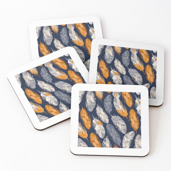 Item preview, Feathers - Burnt orange, navy, gray, cream, gold 4 designed and sold by Highlandkings.