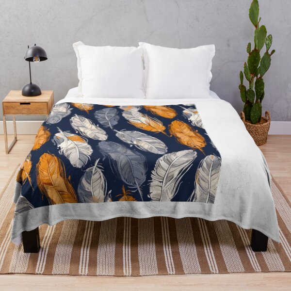 Item preview, Feathers - Burnt orange, navy, gray, cream, gold 4 designed and sold by Highlandkings.