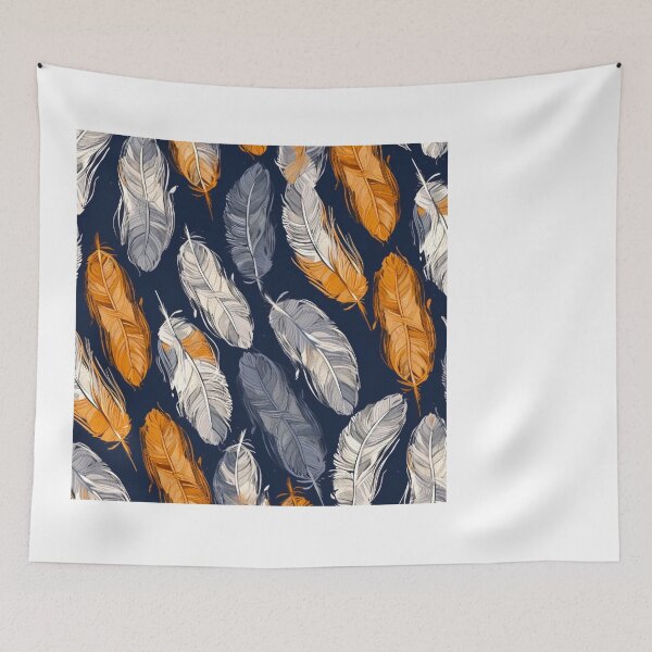 Item preview, Feathers - Burnt orange, navy, gray, cream, gold 4 designed and sold by Highlandkings.
