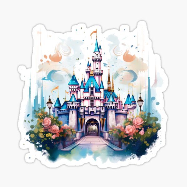 Disneyland Sticker, Sleeping Beautys Castle, Disney Watercolor