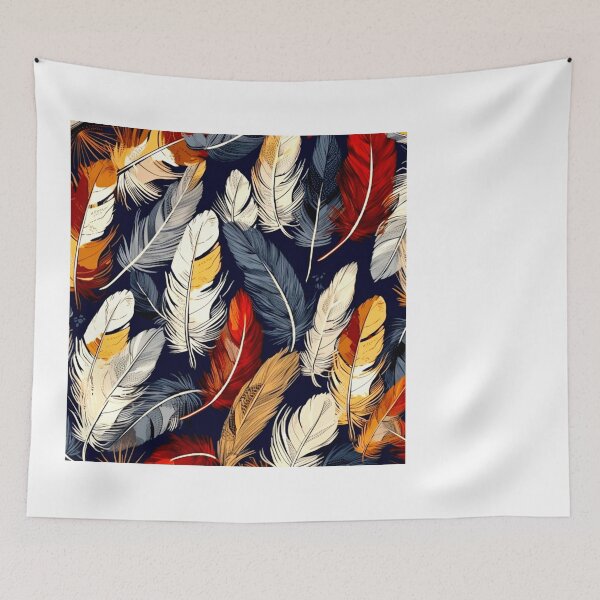 Item preview, Feathers - Burnt orange, navy, gray, cream, gold 5 designed and sold by Highlandkings.
