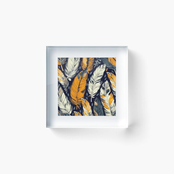 Item preview, Feathers - Burnt orange, navy, gray, cream, gold 7 designed and sold by Highlandkings.