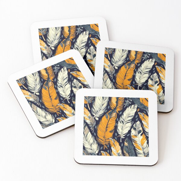 Item preview, Feathers - Burnt orange, navy, gray, cream, gold 7 designed and sold by Highlandkings.