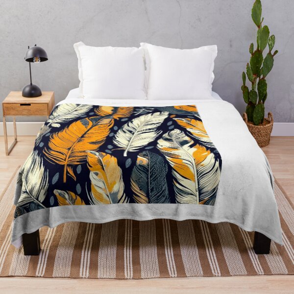 Item preview, Feathers - Burnt orange, navy, gray, cream, gold 7 designed and sold by Highlandkings.