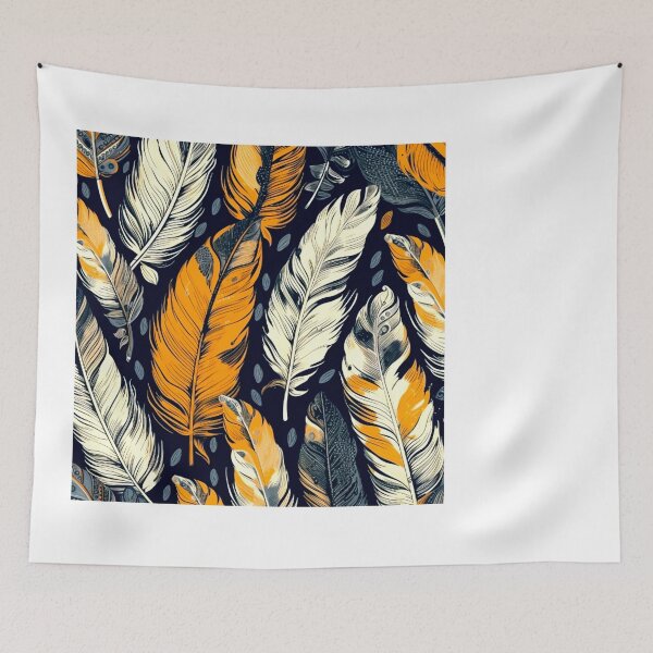 Item preview, Feathers - Burnt orange, navy, gray, cream, gold 7 designed and sold by Highlandkings.