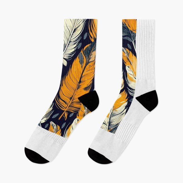 Item preview, Feathers - Burnt orange, navy, gray, cream, gold 7 designed and sold by Highlandkings.