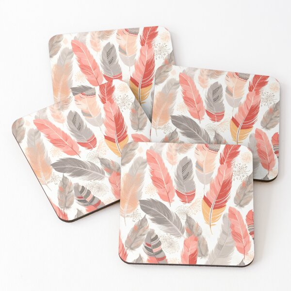 Item preview, Feathers - Coral, blush, ivory, gray, gold designed and sold by Highlandkings.