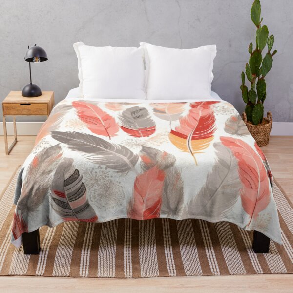 Item preview, Feathers - Coral, blush, ivory, gray, gold designed and sold by Highlandkings.