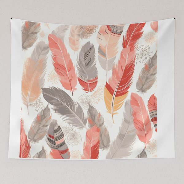 Item preview, Feathers - Coral, blush, ivory, gray, gold designed and sold by Highlandkings.