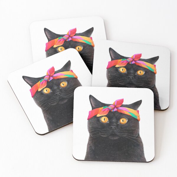 Item preview, Black cat with bandana designed and sold by Valeriya Korenkova Kodamorkovkart.