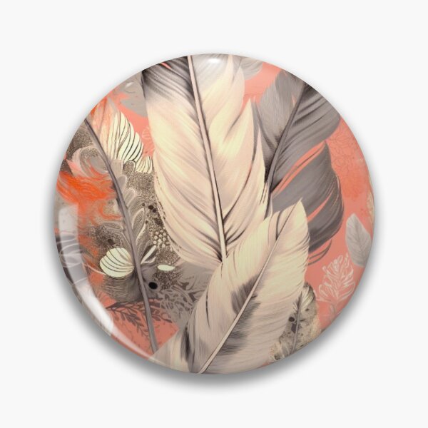 Item preview, Feathers - Coral, blush, ivory, gray, gold 2 designed and sold by Highlandkings.