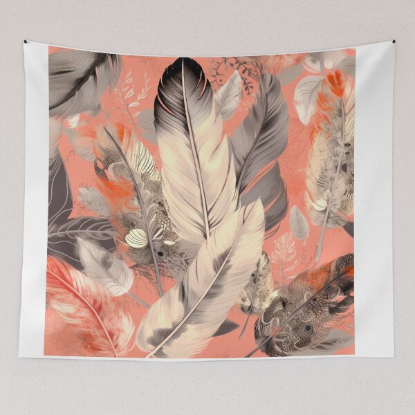 Item preview, Feathers - Coral, blush, ivory, gray, gold 2 designed and sold by Highlandkings.