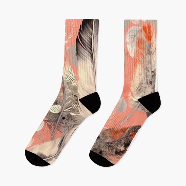 Item preview, Feathers - Coral, blush, ivory, gray, gold 2 designed and sold by Highlandkings.