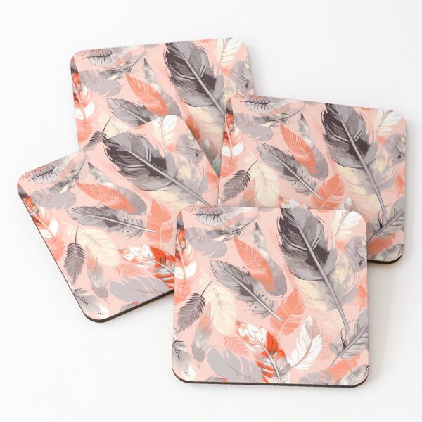 Item preview, Feathers - Coral, blush, ivory, gray, gold 3  designed and sold by Highlandkings.