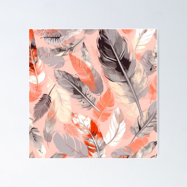 Item preview, Feathers - Coral, blush, ivory, gray, gold 3  designed and sold by Highlandkings.