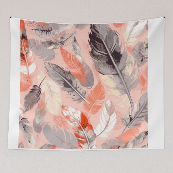 Item preview, Feathers - Coral, blush, ivory, gray, gold 3  designed and sold by Highlandkings.