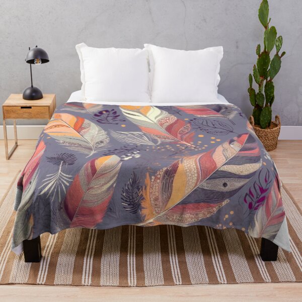 Item preview, Feathers - Coral, eggplant, gray, silver, gold designed and sold by Highlandkings.