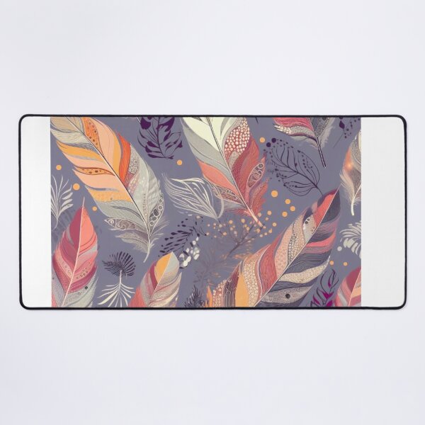 Item preview, Feathers - Coral, eggplant, gray, silver, gold designed and sold by Highlandkings.