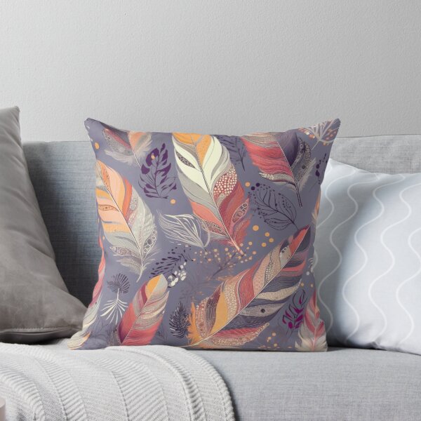 Item preview, Feathers - Coral, eggplant, gray, silver, gold designed and sold by Highlandkings.