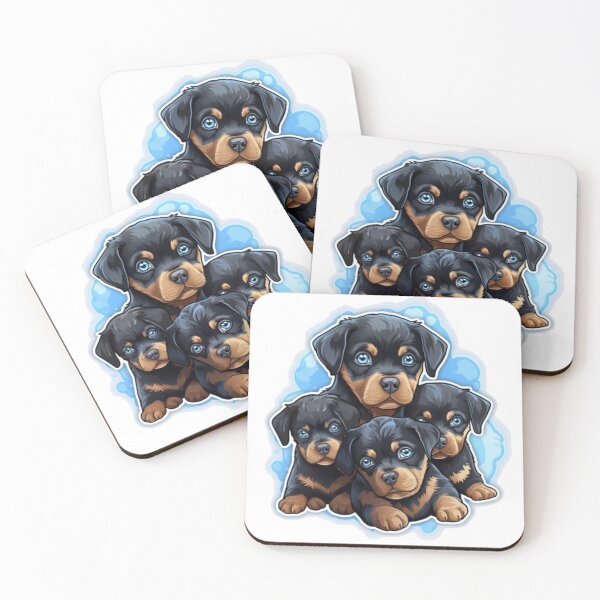 Item preview, Captivating Quartet of Irresistible Blue-Eyed Rottweiler Puppies designed and sold by CatDogBin.