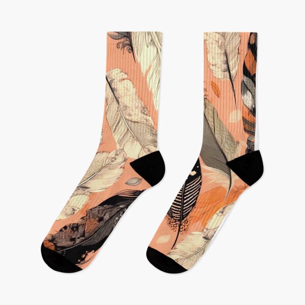 Item preview, Feathers - Coral, mustard, beige, gray, black  designed and sold by Highlandkings.