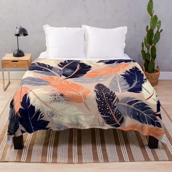 Item preview, Feathers - Coral, navy, beige, cream, gold designed and sold by Highlandkings.