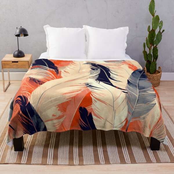 Item preview, Feathers - Coral, navy, beige, cream, gold 2 designed and sold by Highlandkings.
