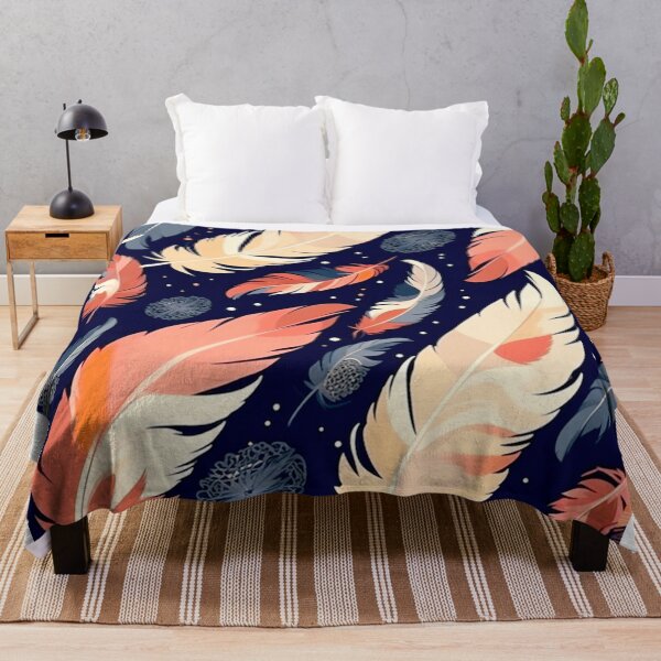Item preview, Feathers - Coral, navy, beige, cream, gold 3 designed and sold by Highlandkings.