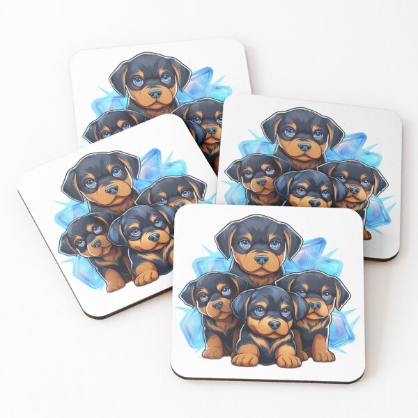 Item preview, Charming Quartet of Irresistible Blue-Eyed Rottweiler Puppies designed and sold by CatDogBin.