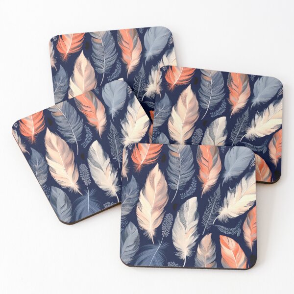 Item preview, Feathers - Coral, navy, gray, silver, gold designed and sold by Highlandkings.