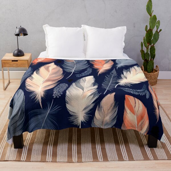 Item preview, Feathers - Coral, navy, gray, silver, gold designed and sold by Highlandkings.